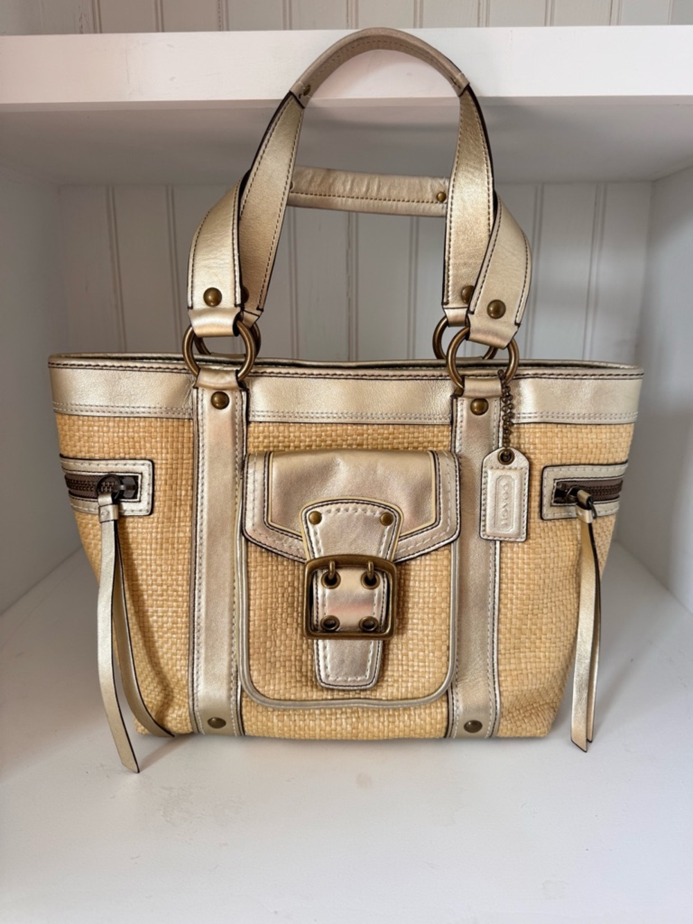 Legacy Gold Rattan Purse